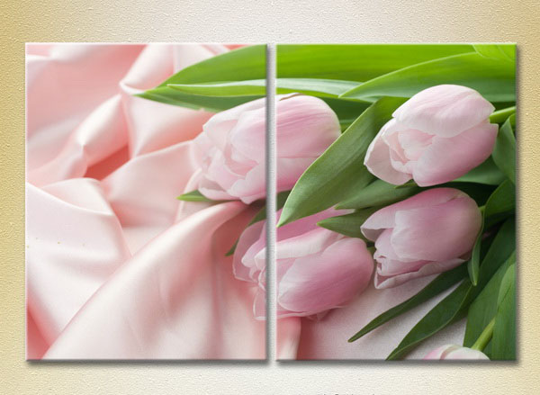 Pink Tulips On A Silk Fabric2