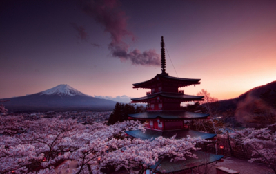 Forest Landscape Art for Home Mount Fuji Japan Pagodas Evening Churei Tower Art. No:10000016585