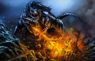 Fantasy world Atr Decor Battles Monsters Fire Fantasy Lion Art. No:10000021380