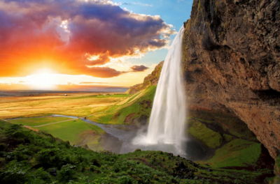 Waterfalls Landscape Art & Photo Prints Iceland Waterfalls Grate Cloud Art. No:10000017455