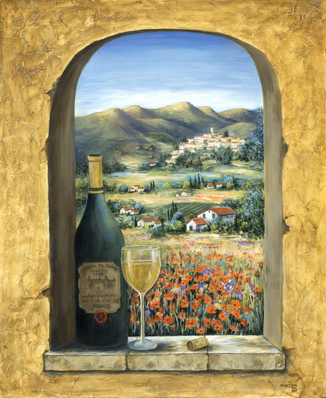 Marlyn Dunlap paintings wall murals & wallpaper Wine in the window - Marlyn Dunlap Art. No: 10000003585