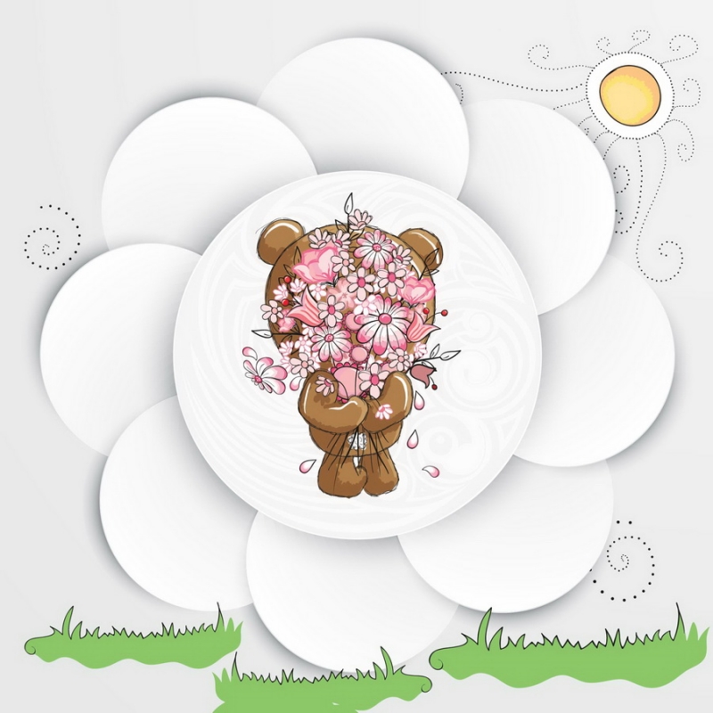 Bear With Flowers 3D