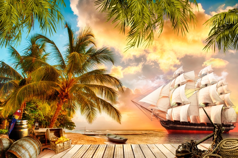 Pirate Ship Exotic Beach