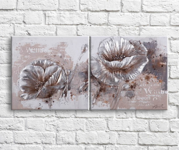 Floral Canvas sets Lilac poppies in vintage style Art nr. 772676901996 at Print-Services.com